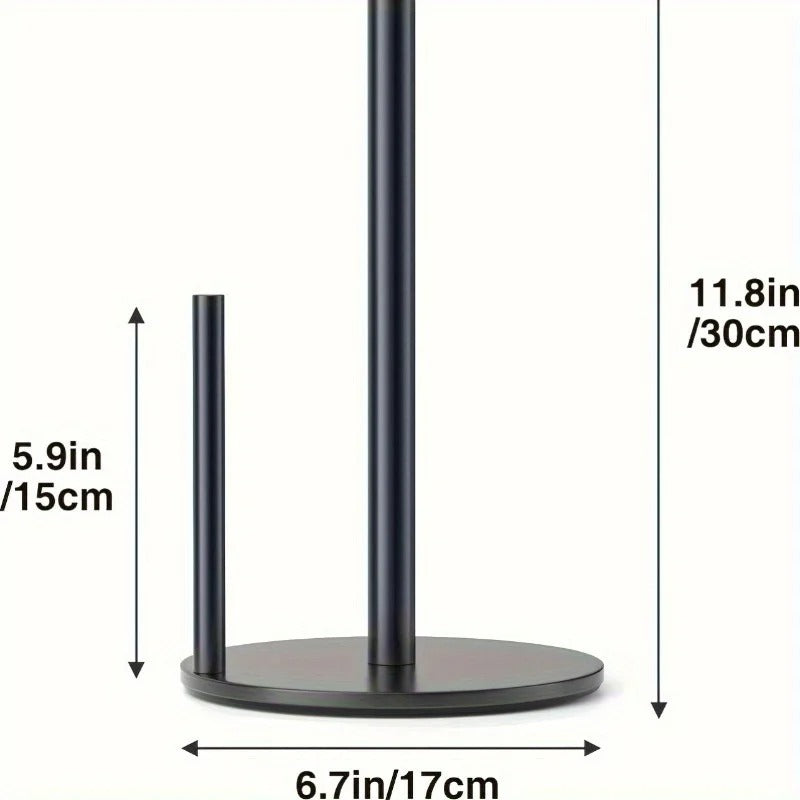 Stainless Steel Paper Towel Holder for Kitchen Countertop – Heavy-Duty Weighted Base Roll Dispenser, Freestanding No-Drill Paper Towel Stand for Bathroom, Dining Table & Kitchen Organization