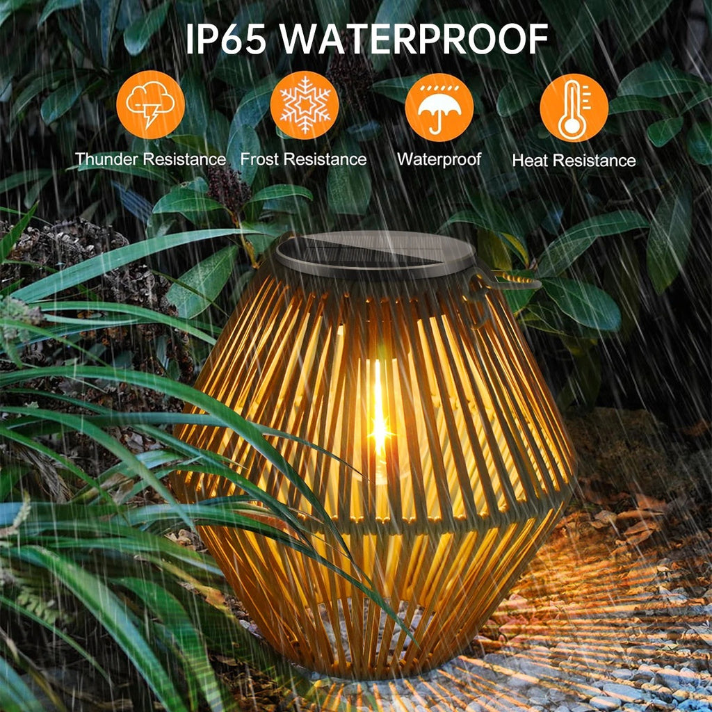 Waterproof Solar Hanging Lantern – Boho Rattan LED Outdoor Light for Garden, Patio, Yard, Balcony, Porch & Landscape Decoration