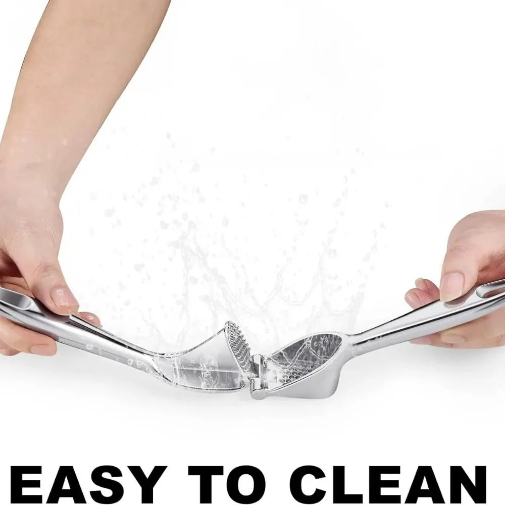 Heavy-Duty Hand Press Garlic Crusher – Zinc Alloy Garlic Press with Ergonomic Easy-Squeeze Handle, Garlic Mincer, Ginger Crusher & Easy-Clean Kitchen Tool