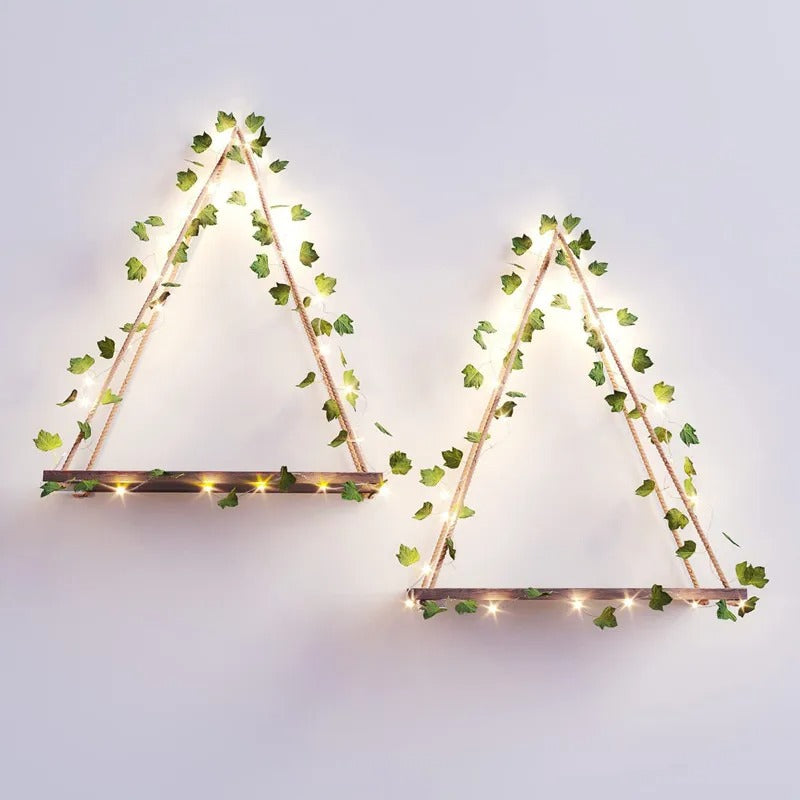Battery Powered Artificial Vine String Lights – LED Fairy Lights with Green Leaf Garland for Bedroom, Wedding, Christmas & Home Decor