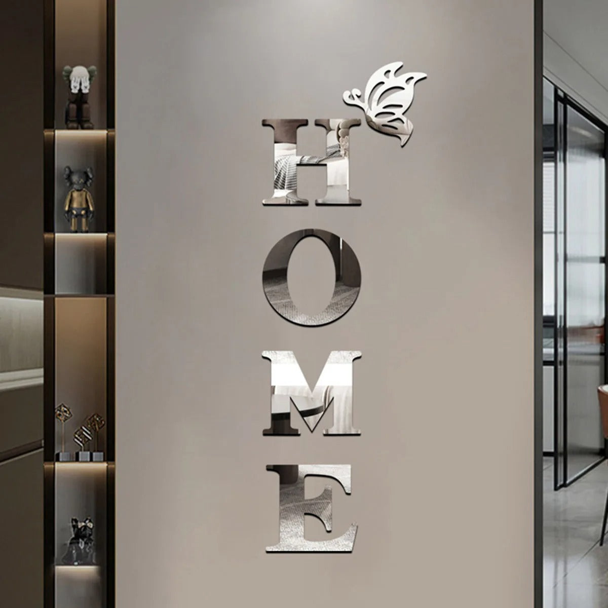 3D Mirror HOME Wall Sticker – Modern Acrylic HOME Sign for Entryway, Living Room, Hallway & Home Wall Decor
