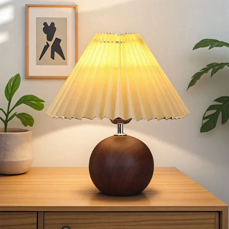Nordic Pleated Fabric LED Table Lamp – Tricolour Dimmable, USB Powered