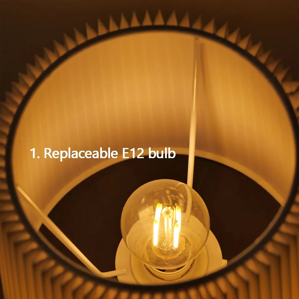 Fabric Desk Lamp Rechargeable Touch Table Lamp – E12 Bulb, 2700K Warm Light