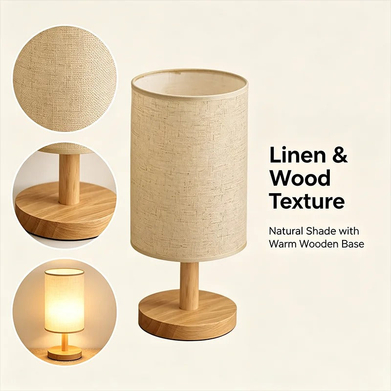 LED Table Lamp | Simple Style Dimmable USB Night Light with Fabric Lampshade