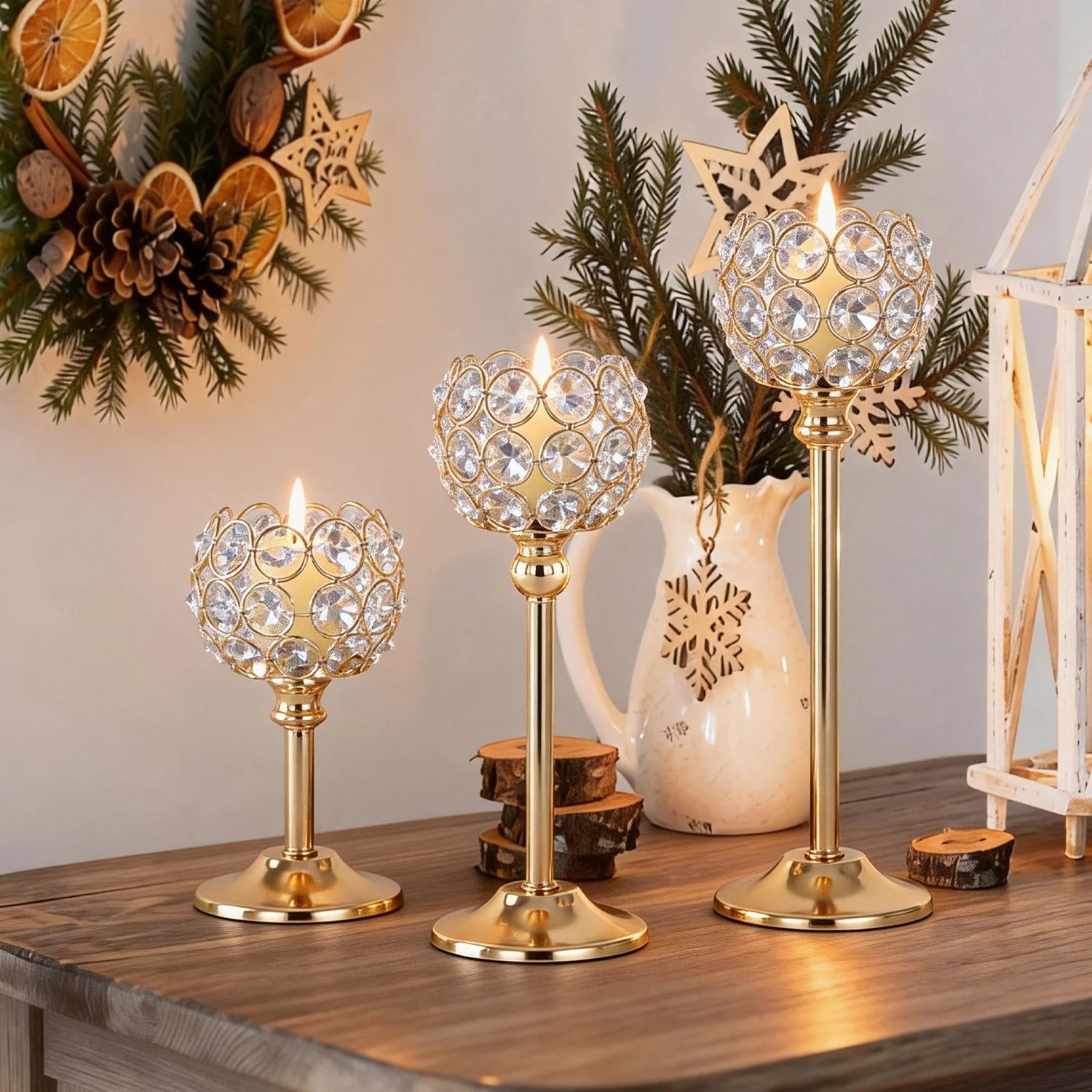 Elegant Gold & Silver Glass Tealight Candle Holder – Luxury Metal Candlestick for Wedding Table Centerpieces, Living Room & Home Decor