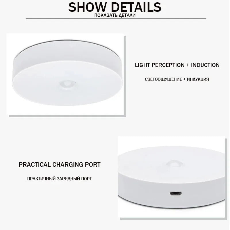 USB Rechargeable Motion Sensor LED Night Light – Wireless Magnetic Closet Light for Kitchen, Cabinet, Wardrobe, Staircase & Hallway