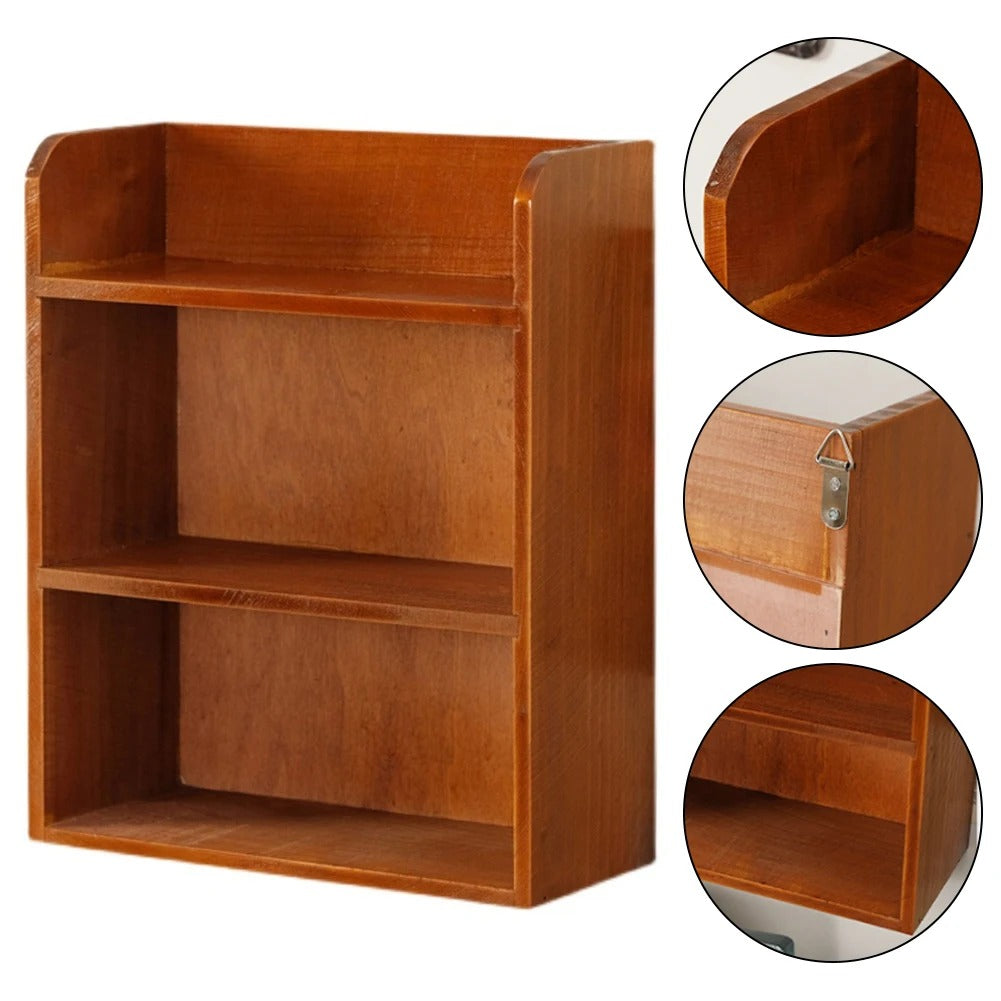 3-Tier Wooden Desktop Storage Rack – Multi-Function Cosmetics, Makeup & Stationery Organizer Display Shelf for Home & Office