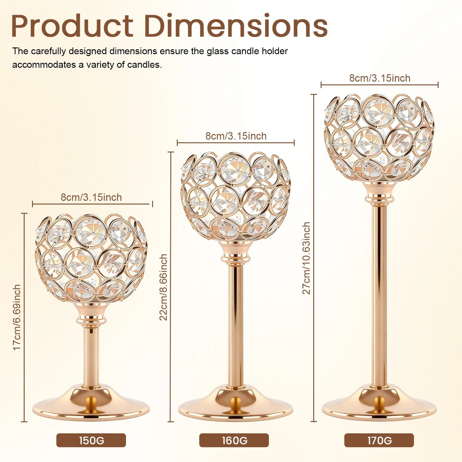 Elegant Gold & Silver Glass Tealight Candle Holder – Luxury Metal Candlestick for Wedding Table Centerpieces, Living Room & Home Decor
