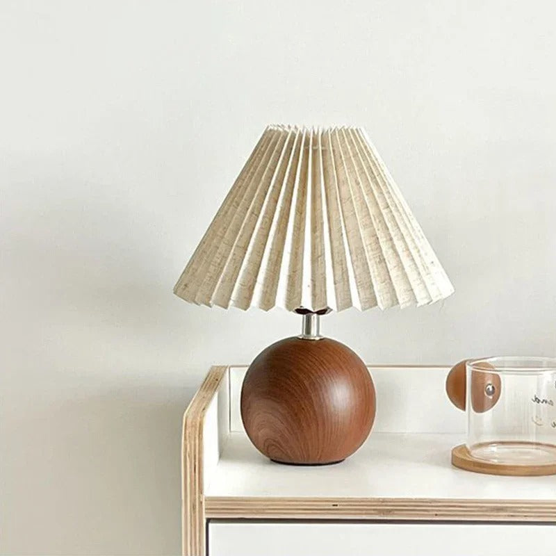 Nordic Pleated Fabric LED Table Lamp – Tricolour Dimmable, USB Powered