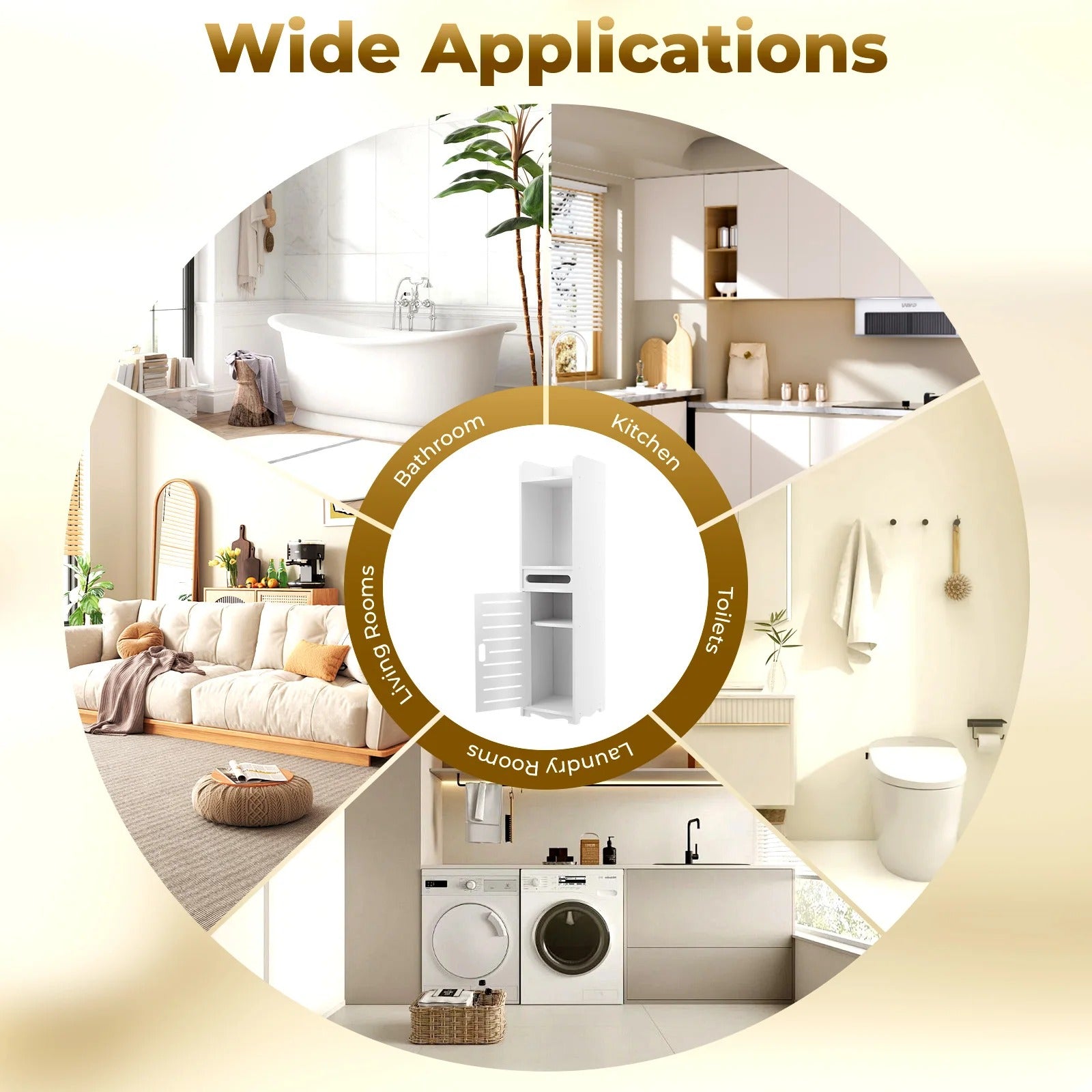 Slim PVC Bathroom Storage Cabinet with Tissue Holder – 20×20×80cm Freestanding Narrow Gap Storage Organizer, Space Saving Floor Cabinet with Open Shelves, Slatted Door, Toilet Paper Storage, Bathroom Corner Cabinet for Home, Laundry Room & Kitchen