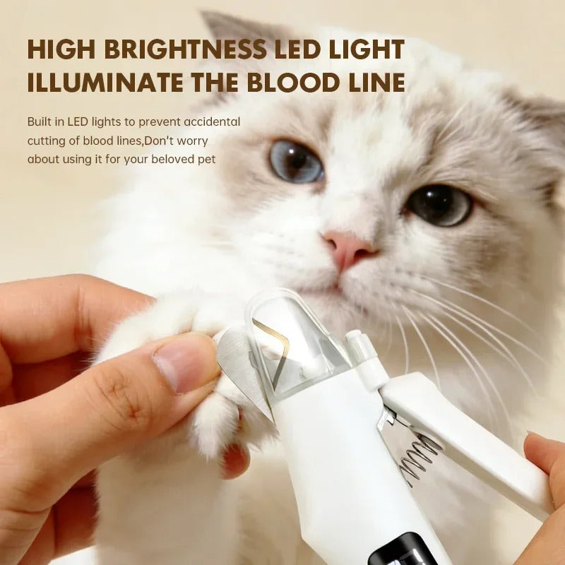 2-in-1 LED Light Pet Nail Clipper & Grinder – Dog & Cat Nail Trimmer with Nail File, Safe Professional Grooming Tool