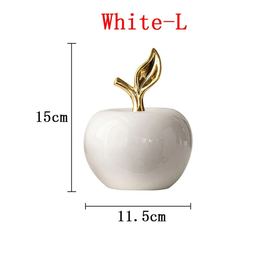 Luxury Gold Apple Resin Figurine – Modern Decorative Fruit Statue for Living Room, Office, Shelf, Coffee Table & Home Decor