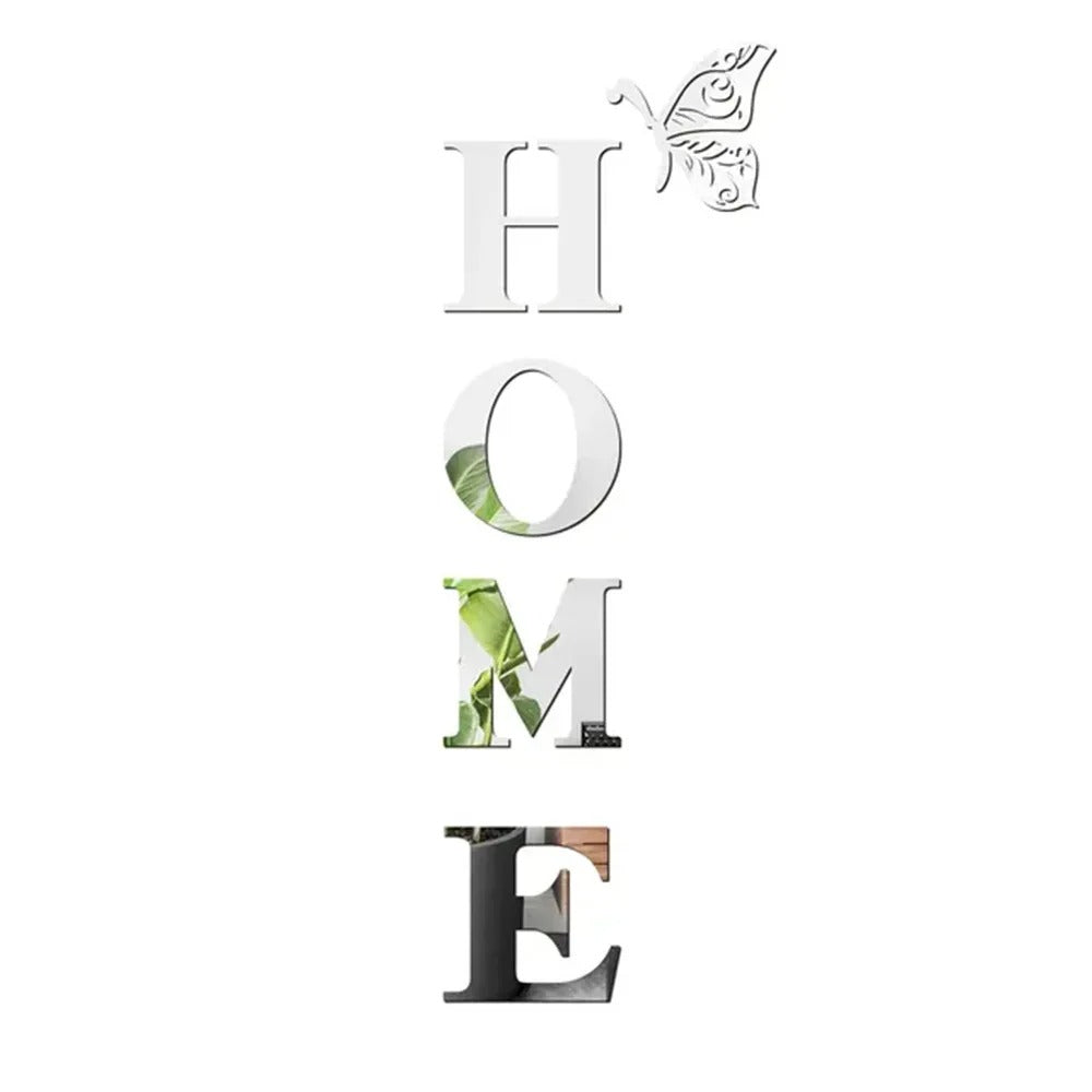 3D Mirror HOME Wall Sticker – Modern Acrylic HOME Sign for Entryway, Living Room, Hallway & Home Wall Decor