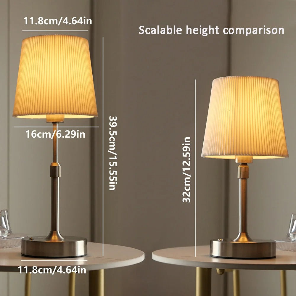 Fabric Desk Lamp Rechargeable Touch Table Lamp – E12 Bulb, 2700K Warm Light