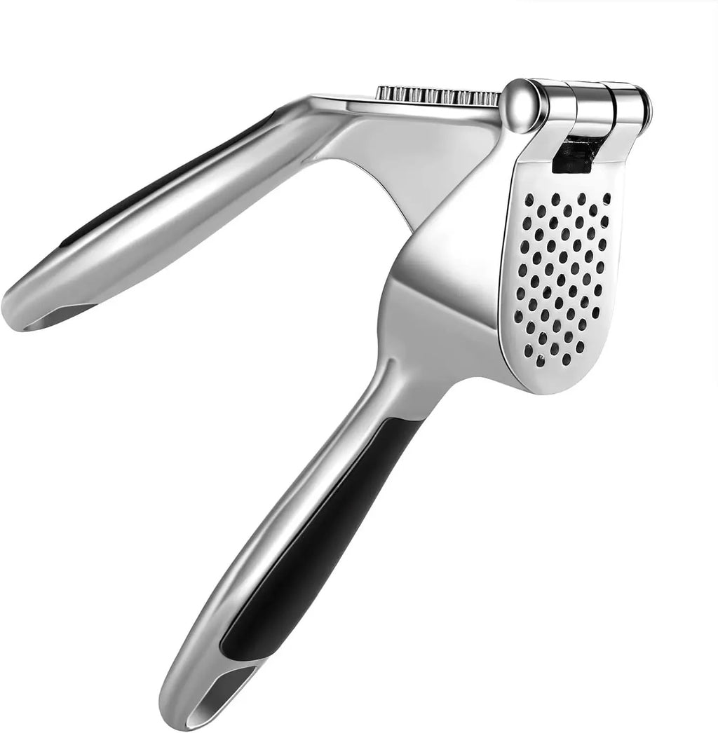 Heavy-Duty Hand Press Garlic Crusher – Zinc Alloy Garlic Press with Ergonomic Easy-Squeeze Handle, Garlic Mincer, Ginger Crusher & Easy-Clean Kitchen Tool