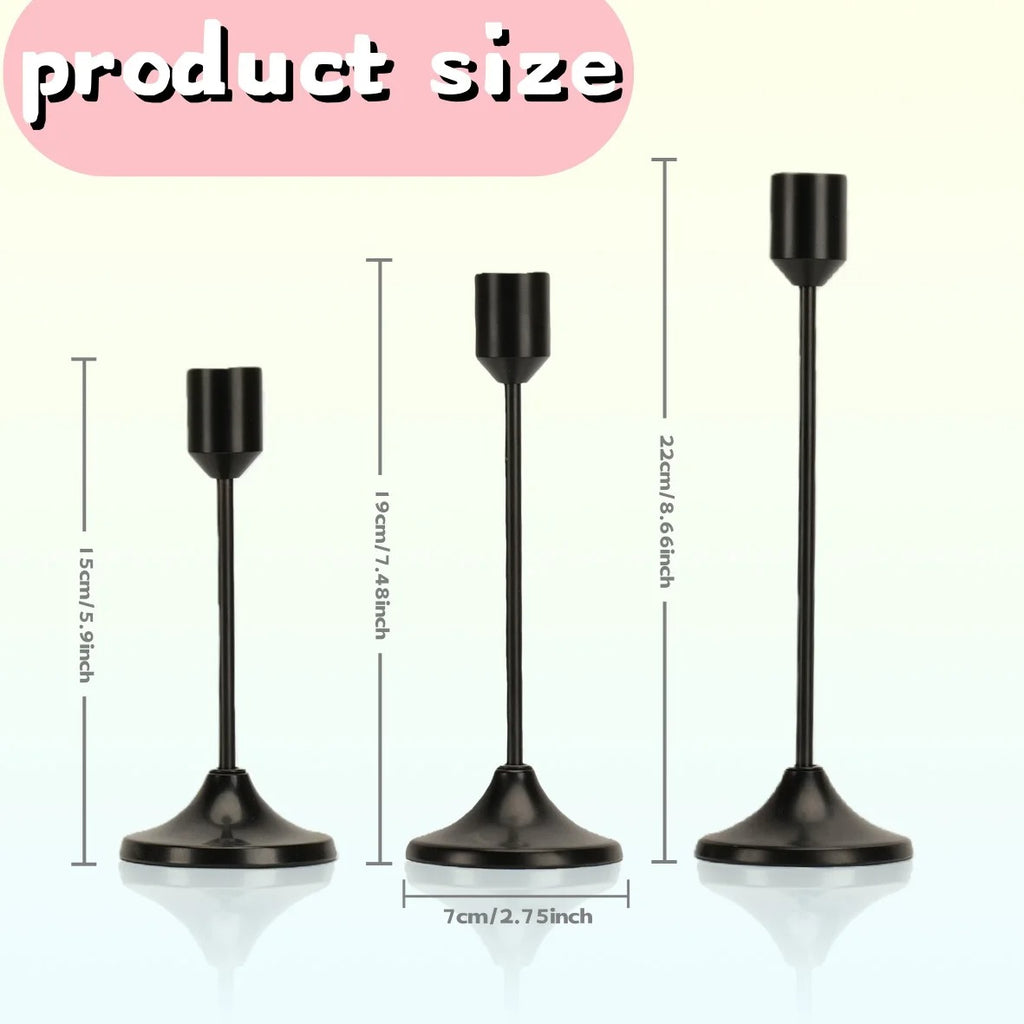 Classic Bullet Head Taper Candle Holder Set – Modern Metal Candlestick Holders for Taper Candles, Pillar Candle Stand, Decorative Candle Holders for Dining Table, Wedding Centerpiece, Mantel, Fireplace, Living Room, Home Decor & Housewarming Gift