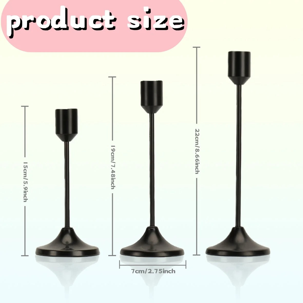 Classic Bullet Head Taper Candle Holder Set – Modern Metal Candlestick Holders for Taper Candles, Pillar Candle Stand, Decorative Candle Holders for Dining Table, Wedding Centerpiece, Mantel, Fireplace, Living Room, Home Decor & Housewarming Gift