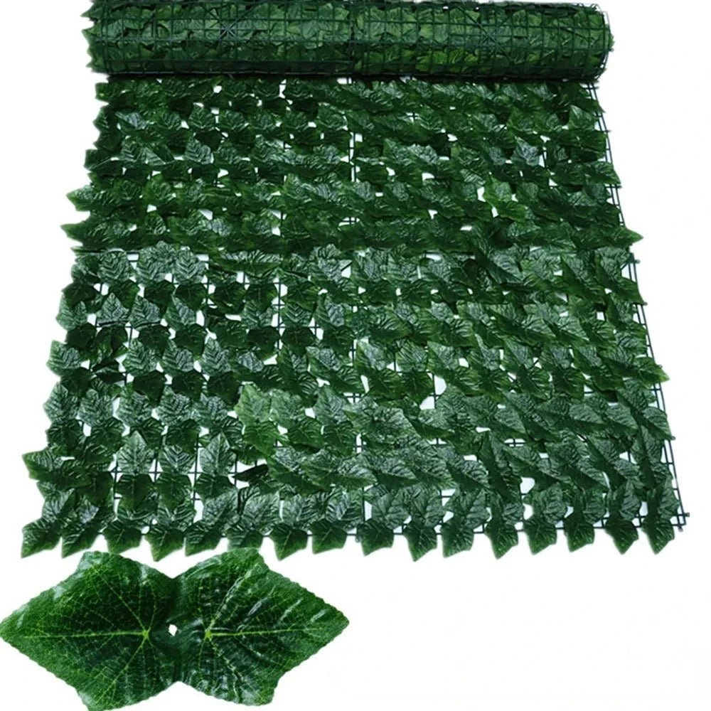 Artificial Ivy Leaf Fence Roll, Fake Green Leaf Privacy Screen, Faux Hedge Wall Panel, Garden Fence Cover, Outdoor Privacy Fence, UV Resistant Decorative Green Wall, Balcony Patio Backyard Lawn Landscaping Decor