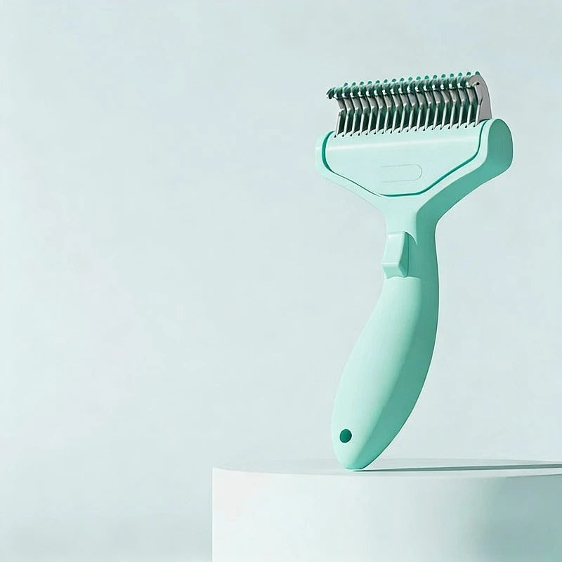 Pet Hair Removal Comb with Curved Stainless Steel Teeth – Professional Deshedding & Detangling Grooming Brush for Dogs & Cats with Long, Thick Hair