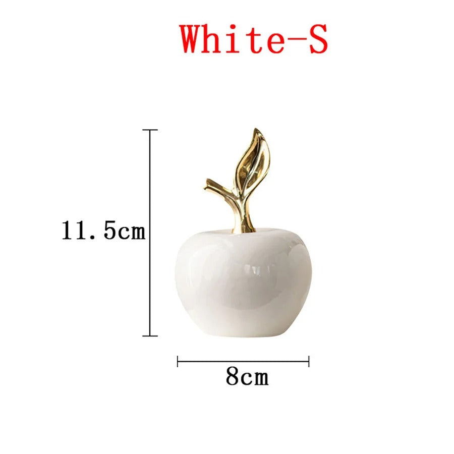 Luxury Gold Apple Resin Figurine – Modern Decorative Fruit Statue for Living Room, Office, Shelf, Coffee Table & Home Decor