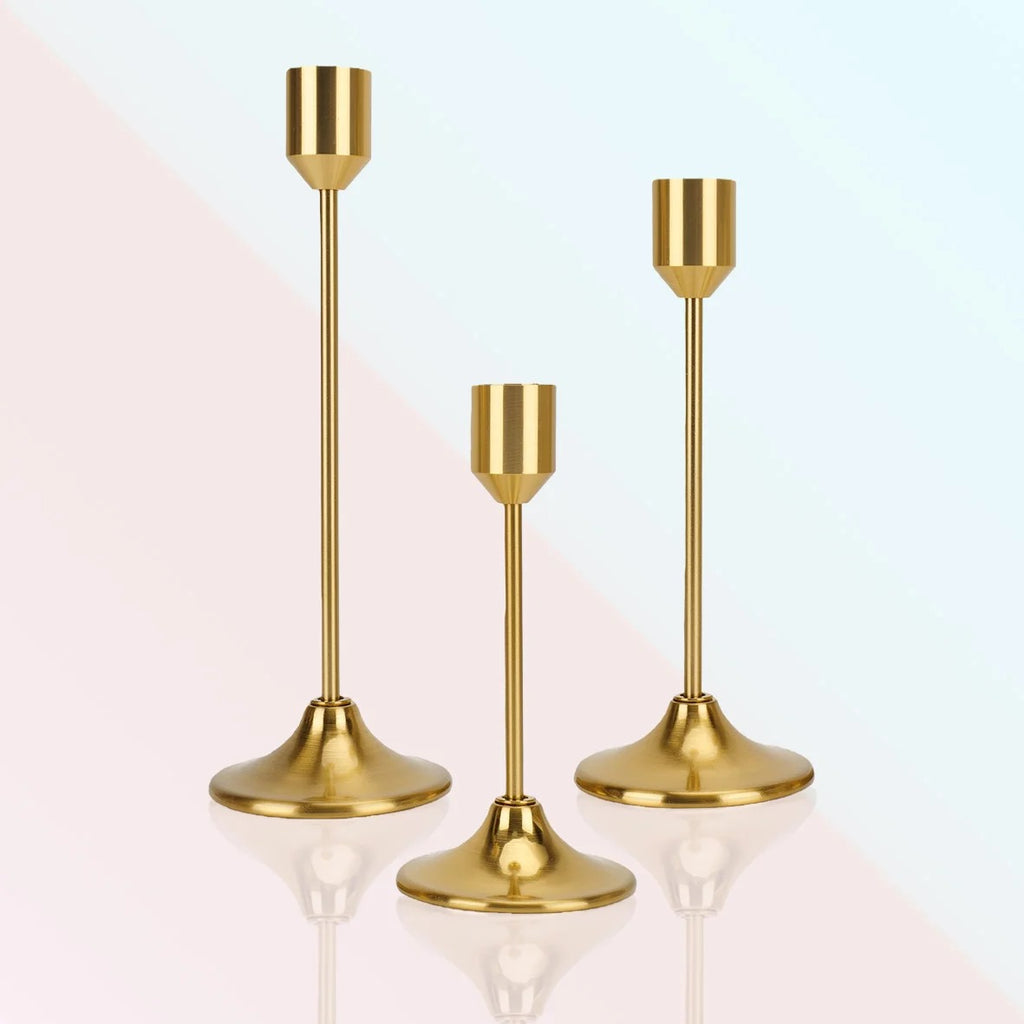 Classic Bullet Head Taper Candle Holder Set – Modern Metal Candlestick Holders for Taper Candles, Pillar Candle Stand, Decorative Candle Holders for Dining Table, Wedding Centerpiece, Mantel, Fireplace, Living Room, Home Decor & Housewarming Gift