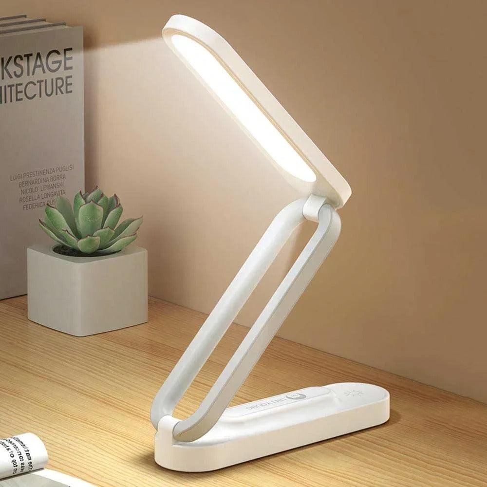 USB Rechargeable LED Folding Desk Lamp – Eye Protection Reading Light with 3 Brightness Levels for Study Desk, Office, Bedroom & Bedside