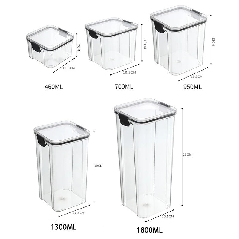Airtight Kitchen Grain Storage Container Set – Large Plastic Sealed Food Storage Jars, Moisture-Proof Pantry Organizer for Rice, Flour, Sugar, Cereal, Beans & Seasonings