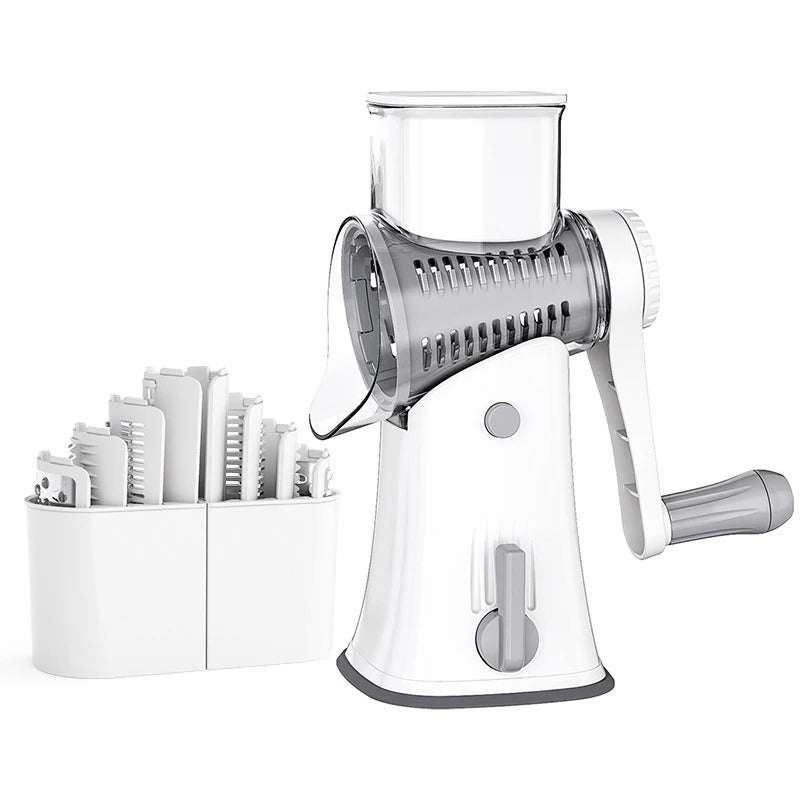 5-in-1 Rotary Cheese Grater & Vegetable Slicer – Manual Mandoline Shredder, Julienne Cutter, Waffle Slicer, Nut Chopper for Cheese, Vegetables & Kitchen Food Prep