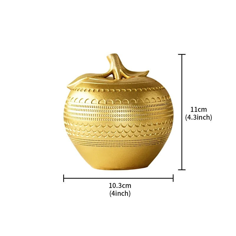 Luxury Gold Apple Resin Figurine – Modern Decorative Fruit Statue for Living Room, Office, Shelf, Coffee Table & Home Decor