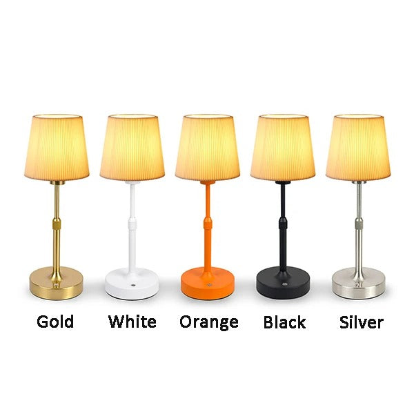 Fabric Desk Lamp Rechargeable Touch Table Lamp – E12 Bulb, 2700K Warm Light