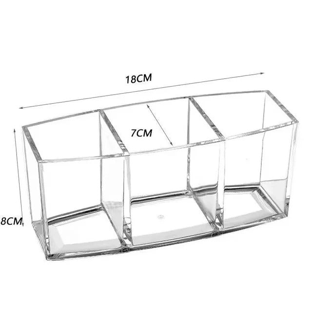 Clear Acrylic Makeup Organizer with Compartments | Makeup Brush Holder, Lipstick Organizer, Vanity Storage for Cosmetics & Skincare