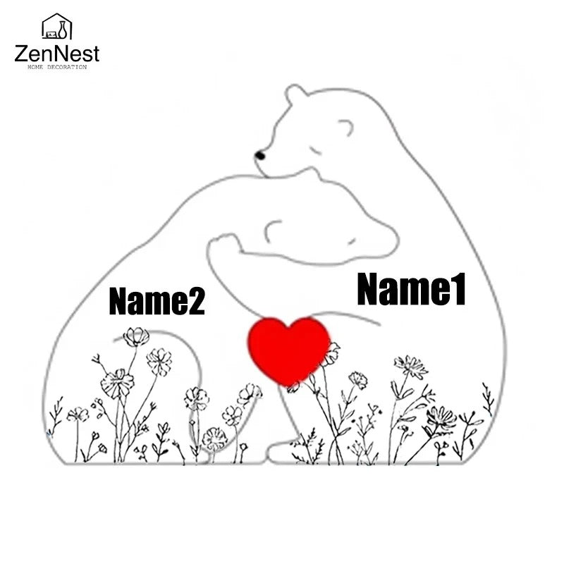 Personalised Wooden Bear Family Puzzle – Custom Name Keepsake Gift