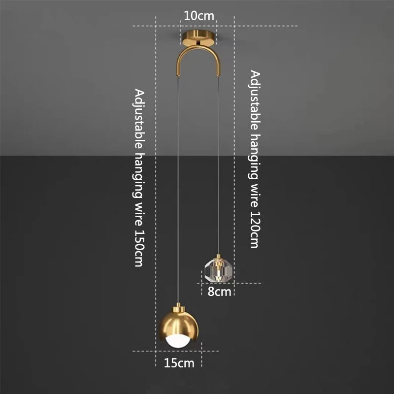 Modern Crystal Pendant Light – Luxury Nordic Minimalist Hanging Ceiling Lamp for Bedroom, Bedside, Living Room, Dining Room, Kitchen Island, Hallway, Long Line LED Chandelier & Elegant Home Decor Lighting
