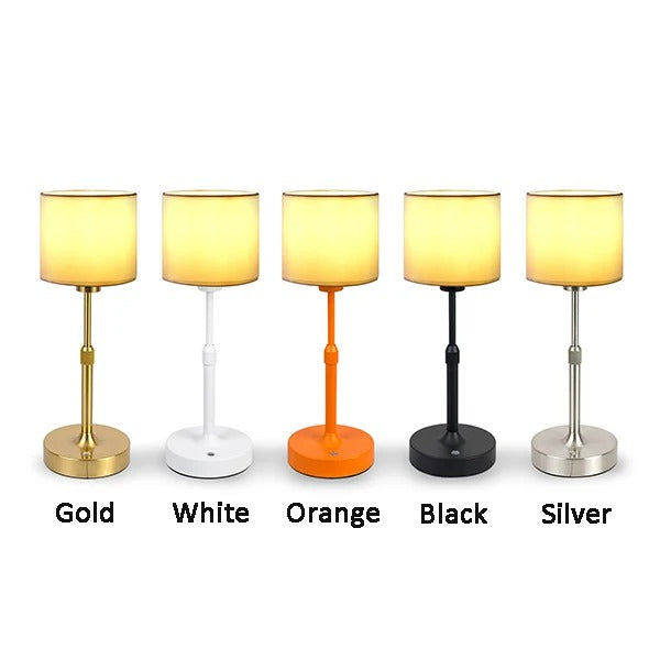 Fabric Desk Lamp Rechargeable Touch Table Lamp – E12 Bulb, 2700K Warm Light