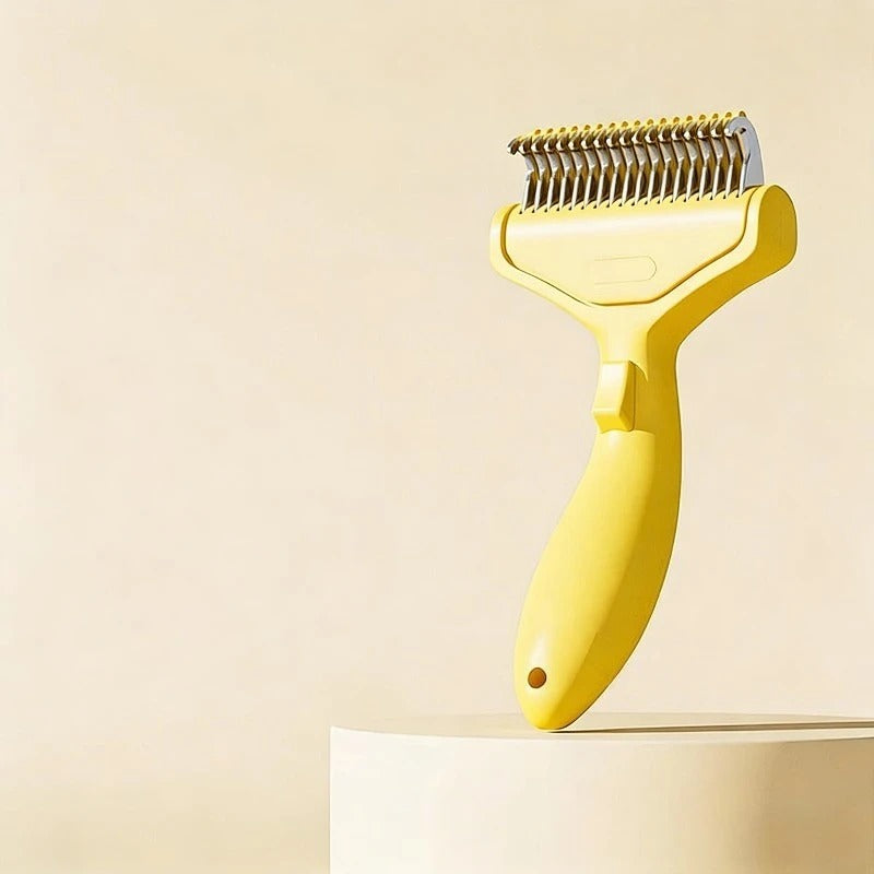 Pet Hair Removal Comb with Curved Stainless Steel Teeth – Professional Deshedding & Detangling Grooming Brush for Dogs & Cats with Long, Thick Hair