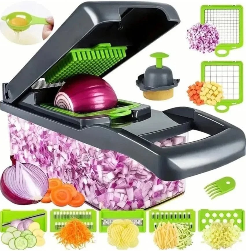 14-in-1 Multifunction Vegetable Chopper & Mandoline Slicer – Food Dicer, Grater, Onion Cutter, Potato Slicer, Vegetable Cutter with Handle, Kitchen Food Prep Tool
