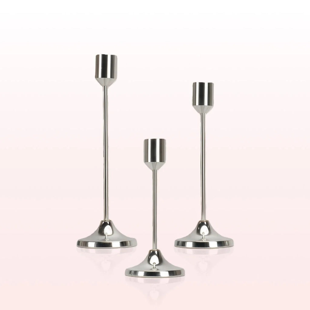 Classic Bullet Head Taper Candle Holder Set – Modern Metal Candlestick Holders for Taper Candles, Pillar Candle Stand, Decorative Candle Holders for Dining Table, Wedding Centerpiece, Mantel, Fireplace, Living Room, Home Decor & Housewarming Gift
